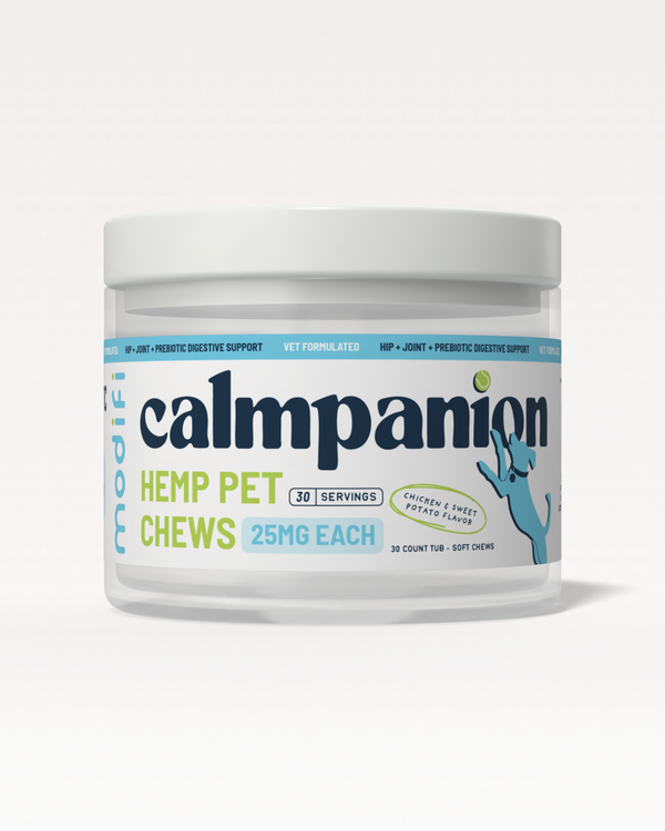 Container of Calmpanion Hemp Pet Chews on a white background