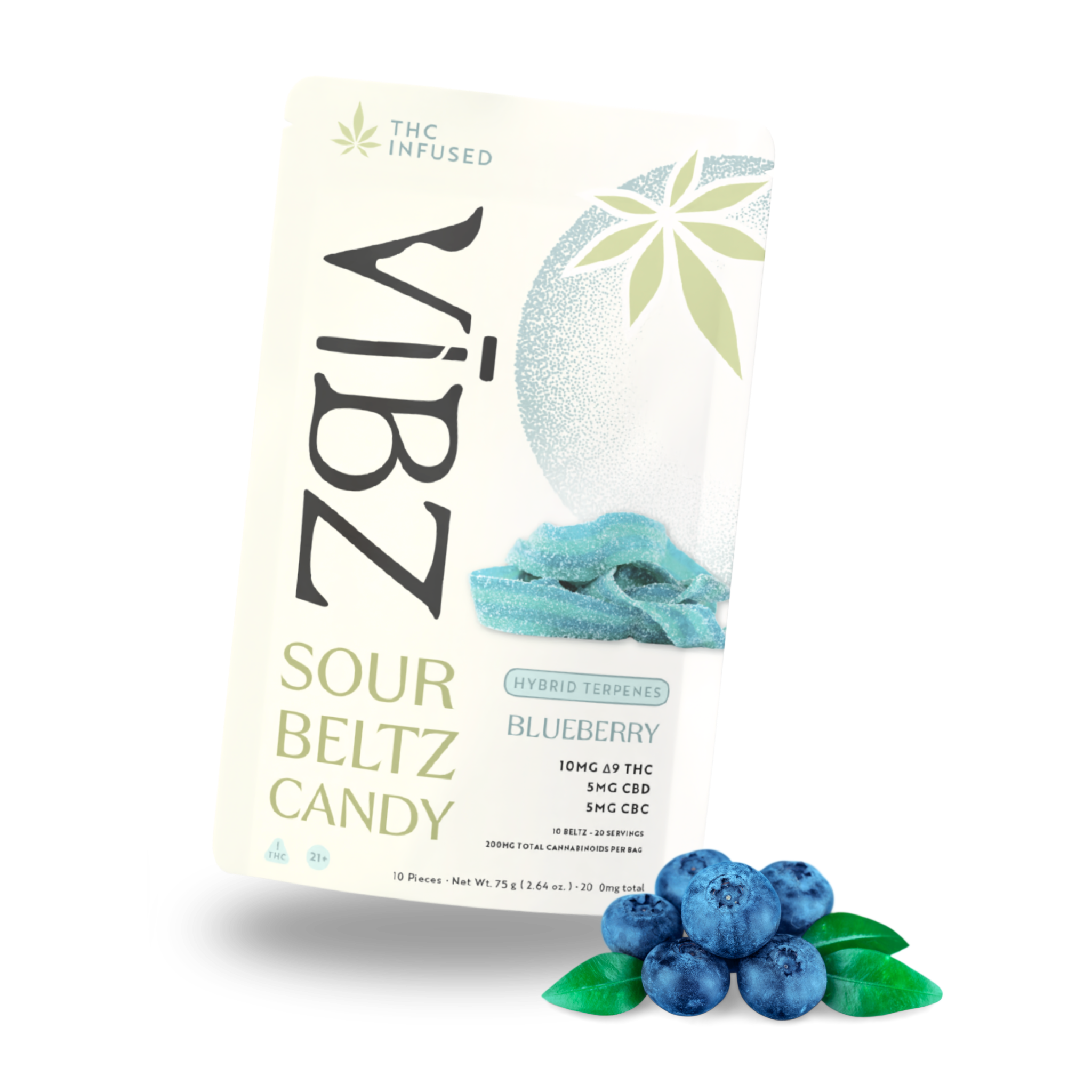 VĪBZ Blueberry Hybrid Sour Belts | 10mg Delta 9 THC Edibles