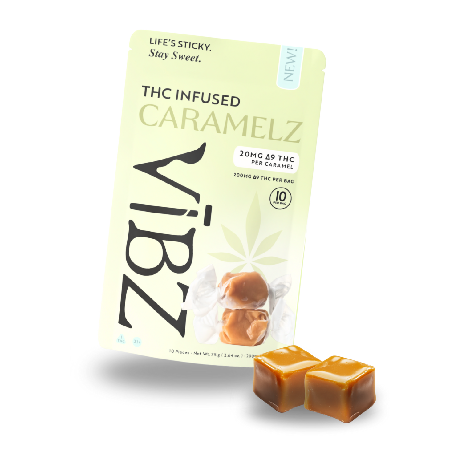 Vibz Caramels – 20mg Delta 9 THC (10-Pack)