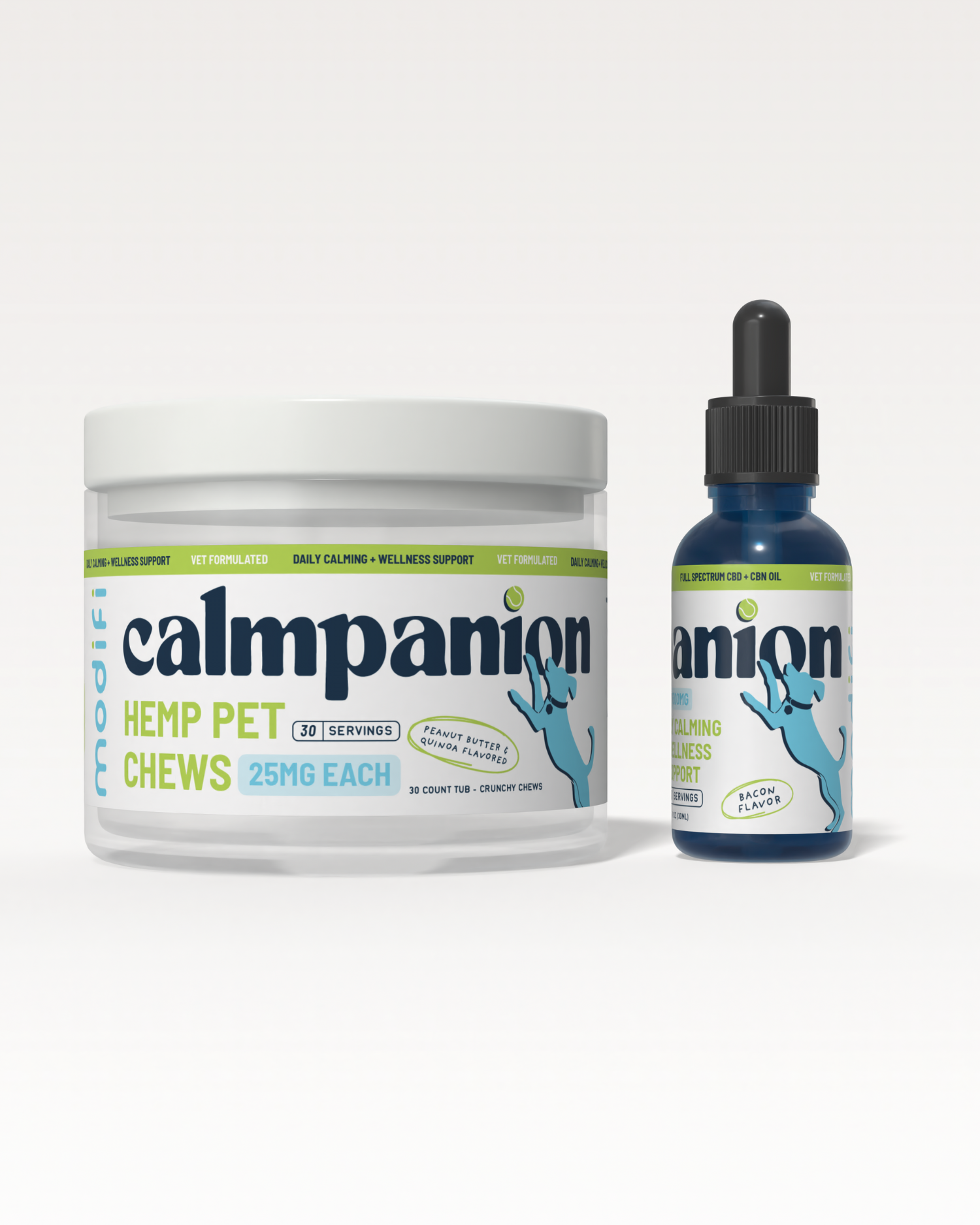 Calming Hemp Pet Bundle: 1500mg CBD Tincture & 25mg Chews - Modifi