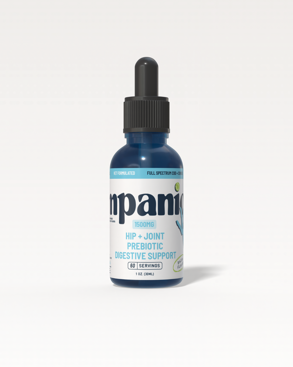 blue tincture bottle on a white background