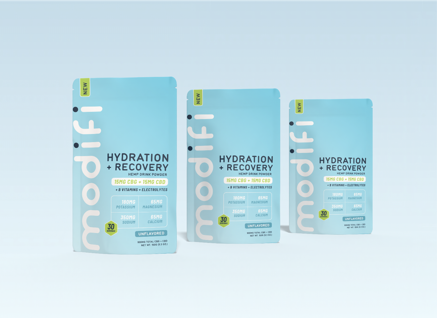 Modifi Hydration + Recovery packages on a light blue background