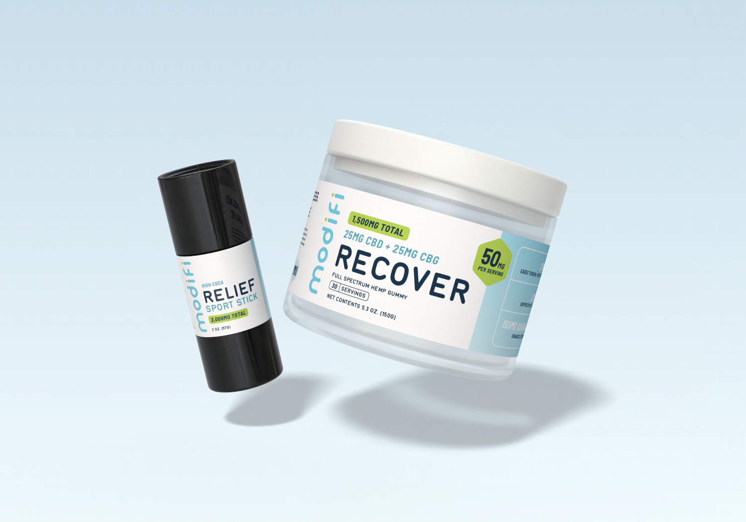 Two containers labeled 'Relief' and 'Recover' on a light blue background