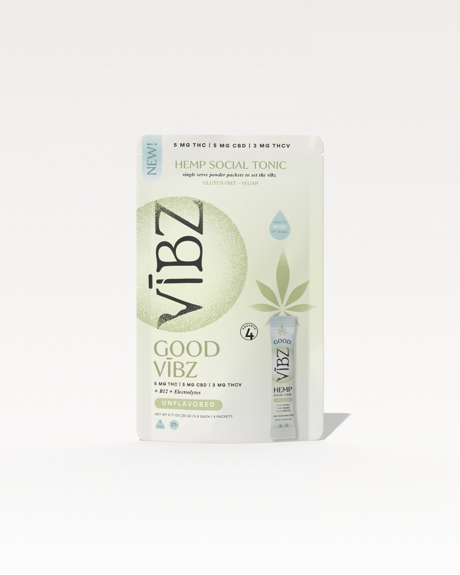 Good Vibz Hemp Social Tonic 4-Pack Unflavored Drink Mix